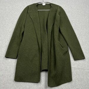 J. Crew Vanessa Sweater Jacket Womens Small Green Open Front Knit Cardigan AN051